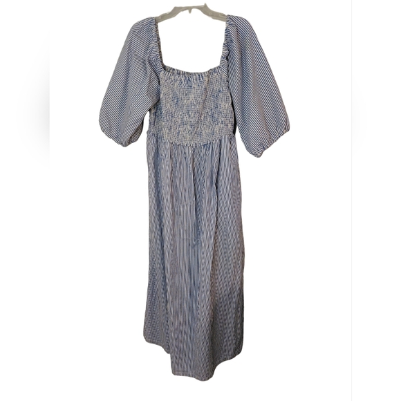 Free Assembly Blue & White Striped Smocked Midi Dress Size XXL - Picture 2 of 8